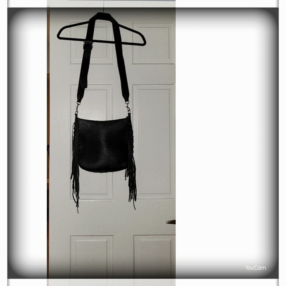 Faux Leather handbag with fringe detail